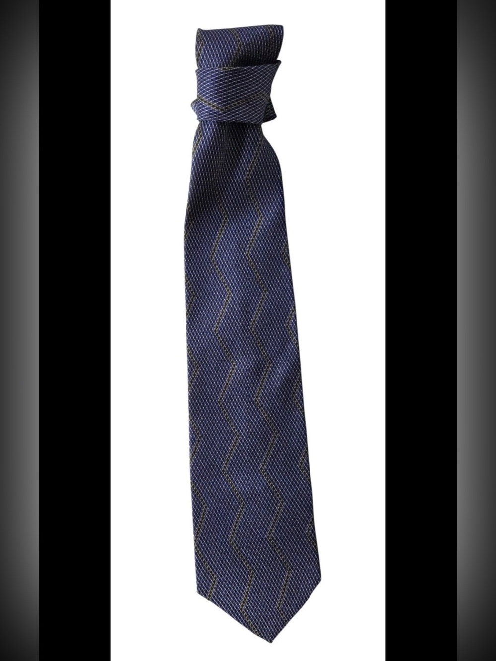 FORMAT Authentic Vintage Navy Blue Silk Necktie Made In Japan NWOT